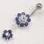 Sterling Silver Double Daisy Dropper Belly Bar - view 2