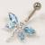 Sterling Silver Large Jewelled Dragonfly Belly Bar - view 3