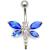 Sterling Silver Large Jewelled Dragonfly Belly Bar - view 2