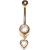 9ct Gold Heart Dropper Belly Bar - view 1