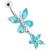 Sterling Silver Butterfly with Starflower Belly Bar - view 5