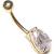 9ct Gold Large Teardrop Belly Bar - view 3