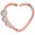 Triple Jewelled Heart-Shaped PVD Rose Gold Continuous Ring - view 1
