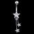 Sterling Silver Two Swinging Stars Belly Bar - view 1