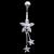 Sterling Silver Starflower with Two Swinging Stars Belly Bar - view 1
