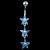 Sterling Silver Three Cascading Starflowers Belly Bar - view 1