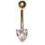9ct Gold Small Heart Belly Bar - view 1